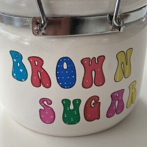 Winsome Brown Sugar Canister Ceramic Wire Bail Clamp Lid Vintage Kitchen Jar 80s